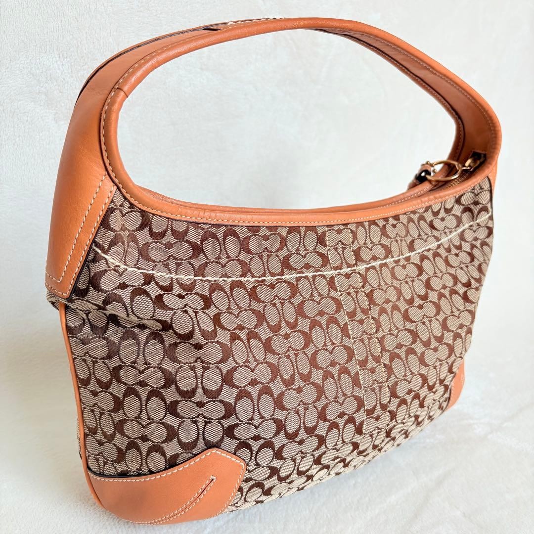 COACH One Shoulder Bag Canvas Brown Vintage Authentic From Japan #3762