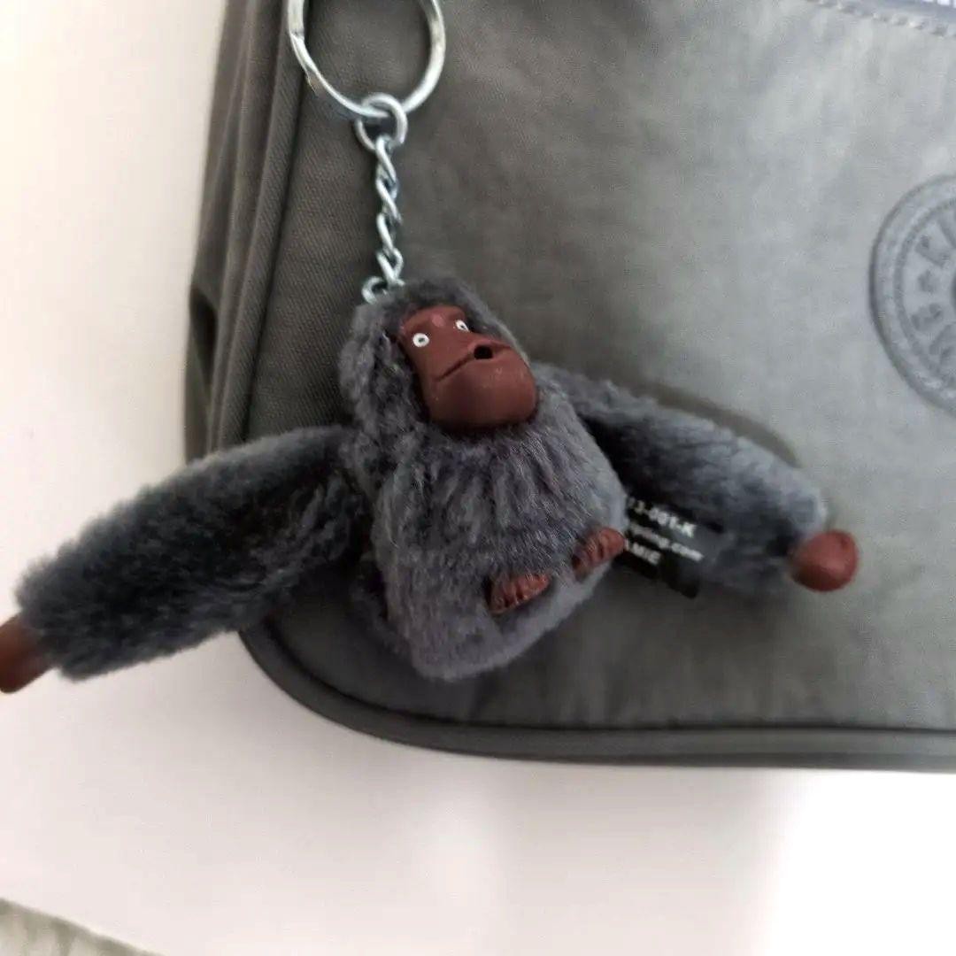 Kipling gray shoulder bag with monkey keychain