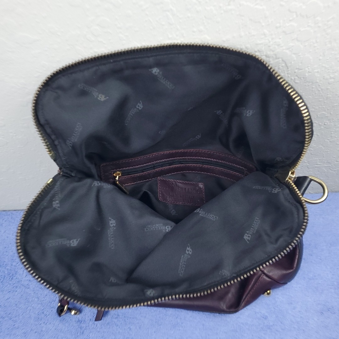 A. Bellucci Purse Burgundy Pebbled Leather Shoulder Bag Made in Italy