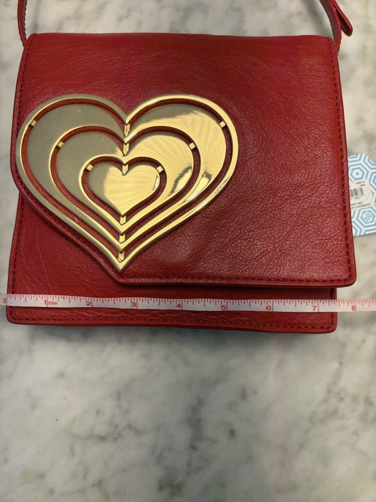 Jonathan Adler Vera Small Red Heart Crossbody Bag Gold Hardware Magnetic Closure