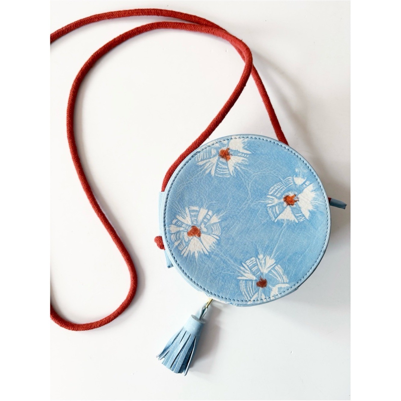 Anthropologie || Shibori Crossbody Purse Round Blue Red