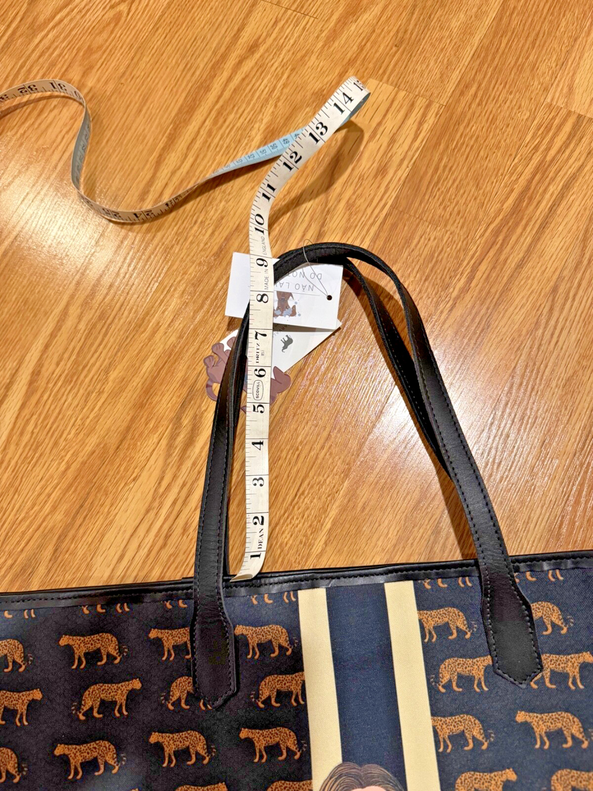 Flavia Carvalho Pinto NWT Tote Bag Leather Black/Tan Tiger Detail