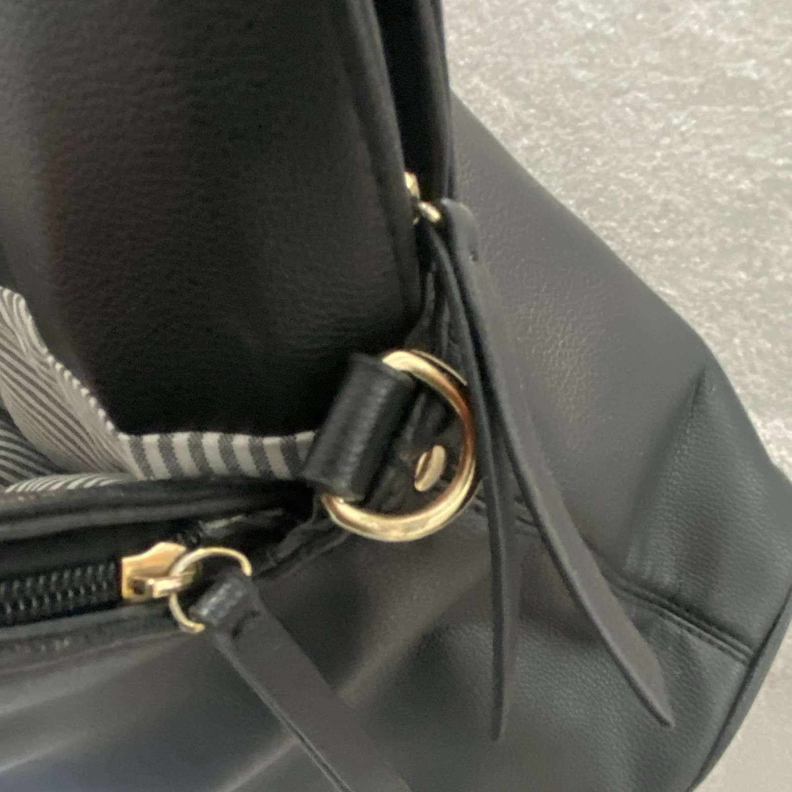 Black Faux Leather Purse Mathew And Julian Good Old Friends Liner Black Stripe