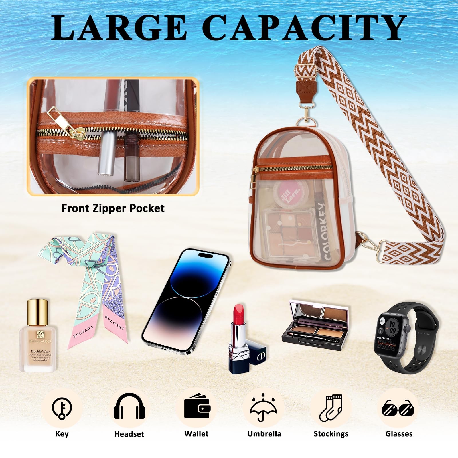 Clear Bag for Stadium Events Approved Concert Travel Outdoors See Through Spo…