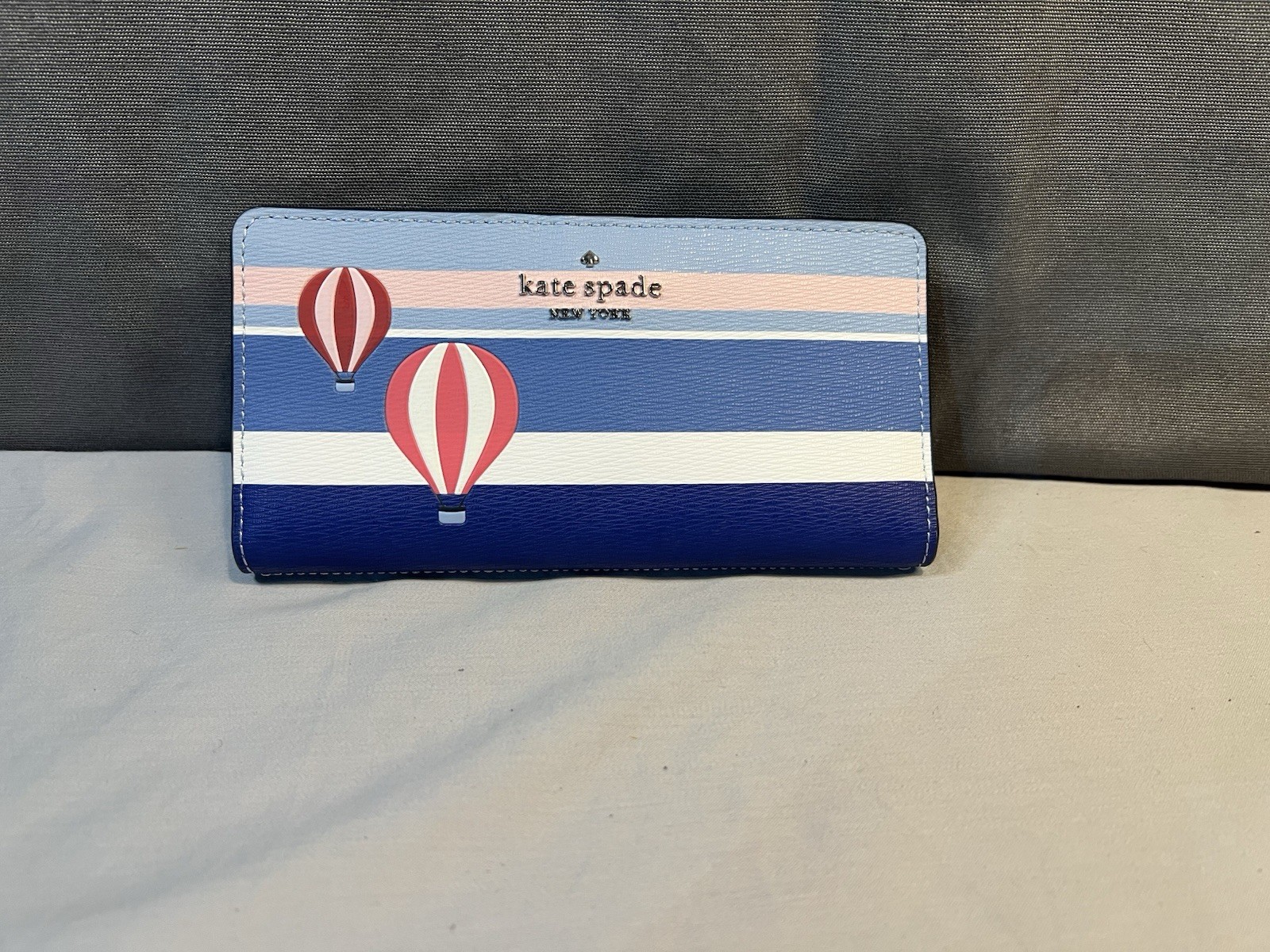 Kate Spade Blue Hot Air Balloon Slim Bifold Wallet