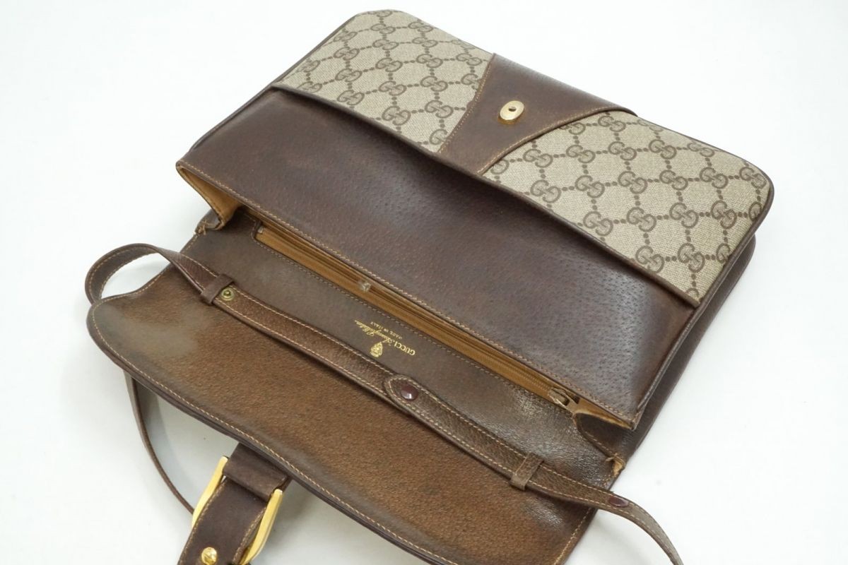 Old GUCCI Accessory Collection Vintage 2way Shoulder Bag Clutch GG Plus 6963h