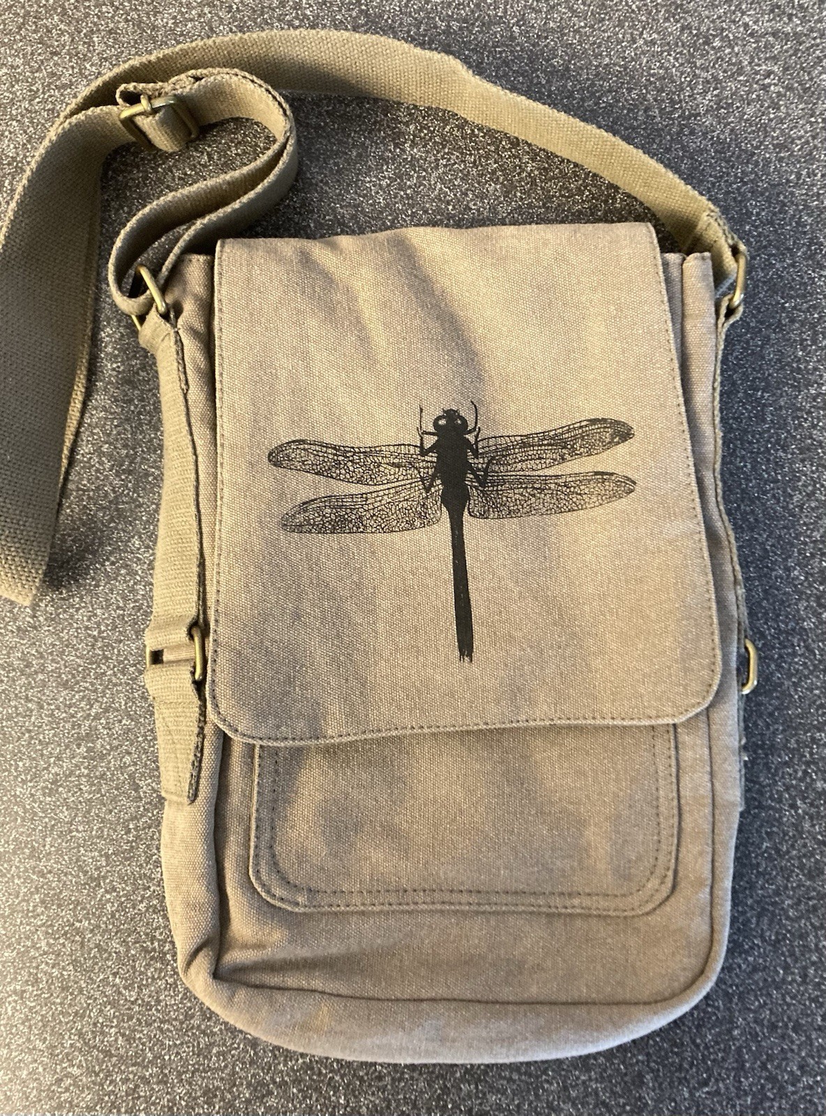 Over The Shoulder Canvas Tote/Messenger – Military Green- Never Used.