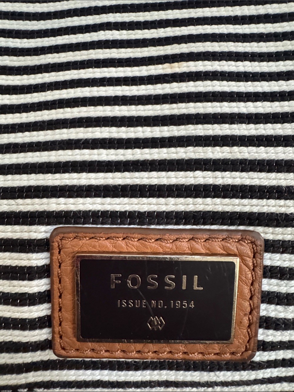 Fossil Black and White Striped Crossbody Bag