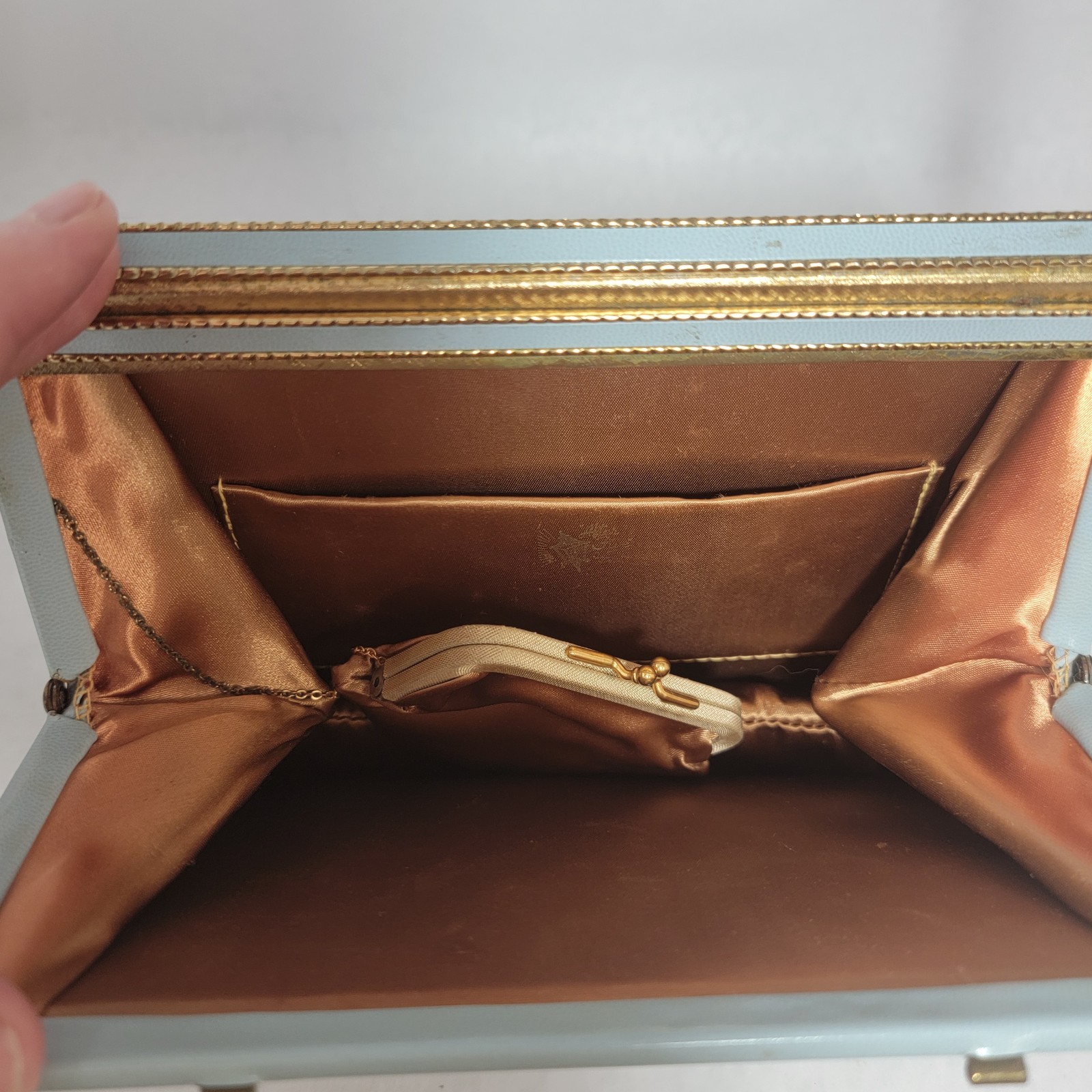 After Five Women’s Vintage 1950s Genuine Leather Purse with Coin Purse Baby Blue