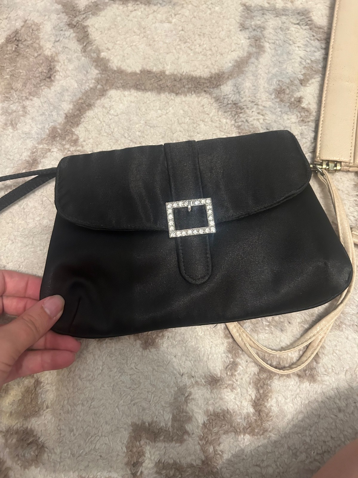 5 small handbags black white brown velvet leather