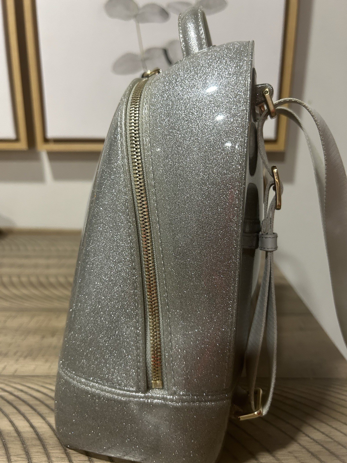 Furla Glitter Gray Candy Jelly Mini Backpack Crossbody Convertible PVC Bag Y2K