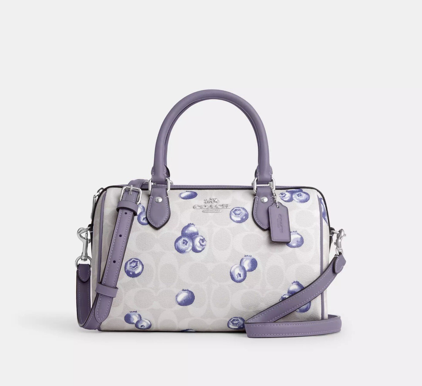 ☂️🍄Coach Rowan Satchel Bag In Signature Canvas With Blueberry Print CT216
