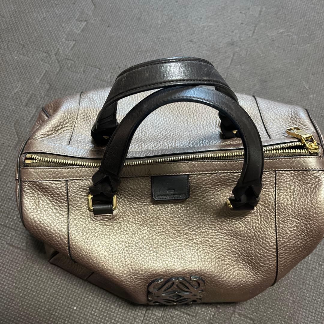 Loewe Fusta 31 Leather Brown Red Black Logo Women Hand Bag Size 12.2in x 8.4in