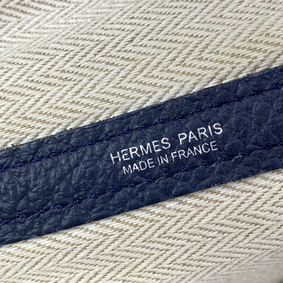 HERMES Garden Party PM – Blue Nuit Vache Country D Tote Bag
