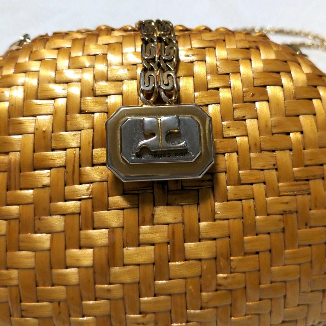 Courreges Shoulder Bag Rattan Basket Chain Bag Width 17cm x Height 13cm France