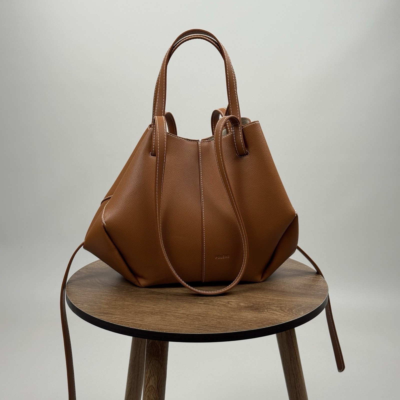 Polène Cyme Tote Bag Camel Leather Authentic Made in Spain