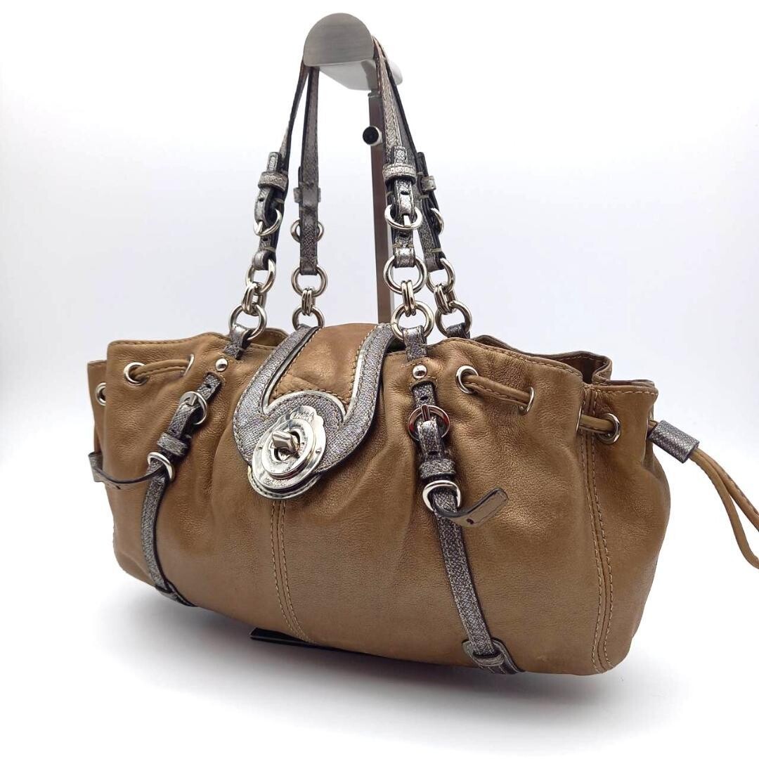 COACH Tote bag Legacy Leather Brown Turn Lock Authentic From Japan