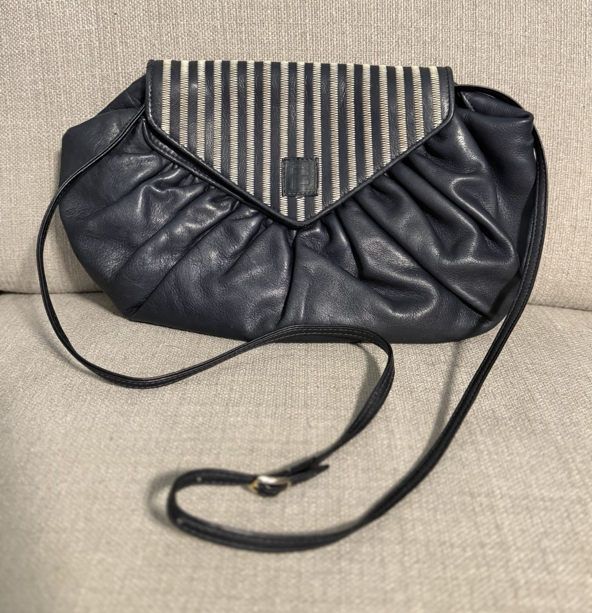 Rare Vintage Fendi Pequin Gathered Nappa Leather Shoulder Bag