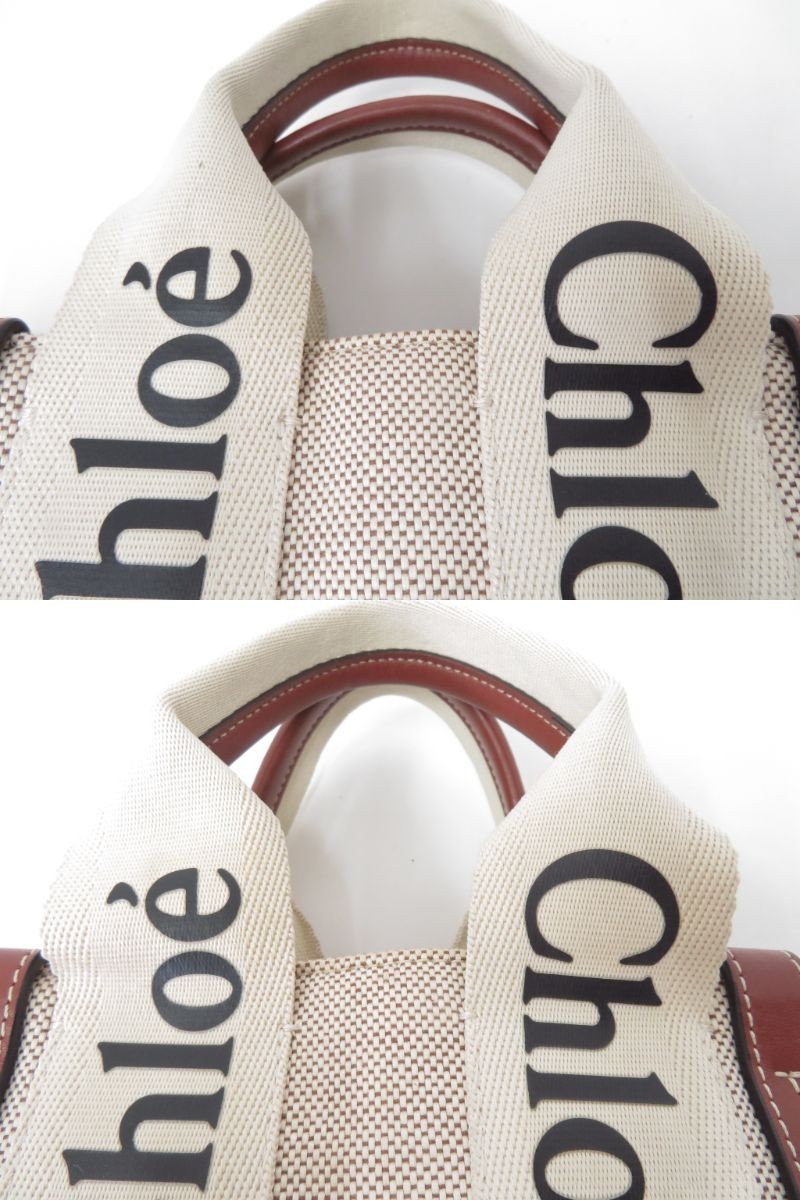 Authentic CHLOE Woody Small Canvas Handbag Bag I#53550