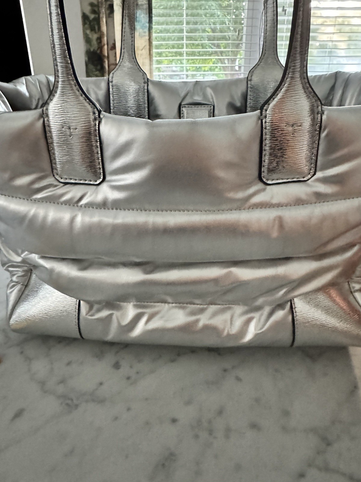 Tory Burch Metallic Silver Ella Tote Small