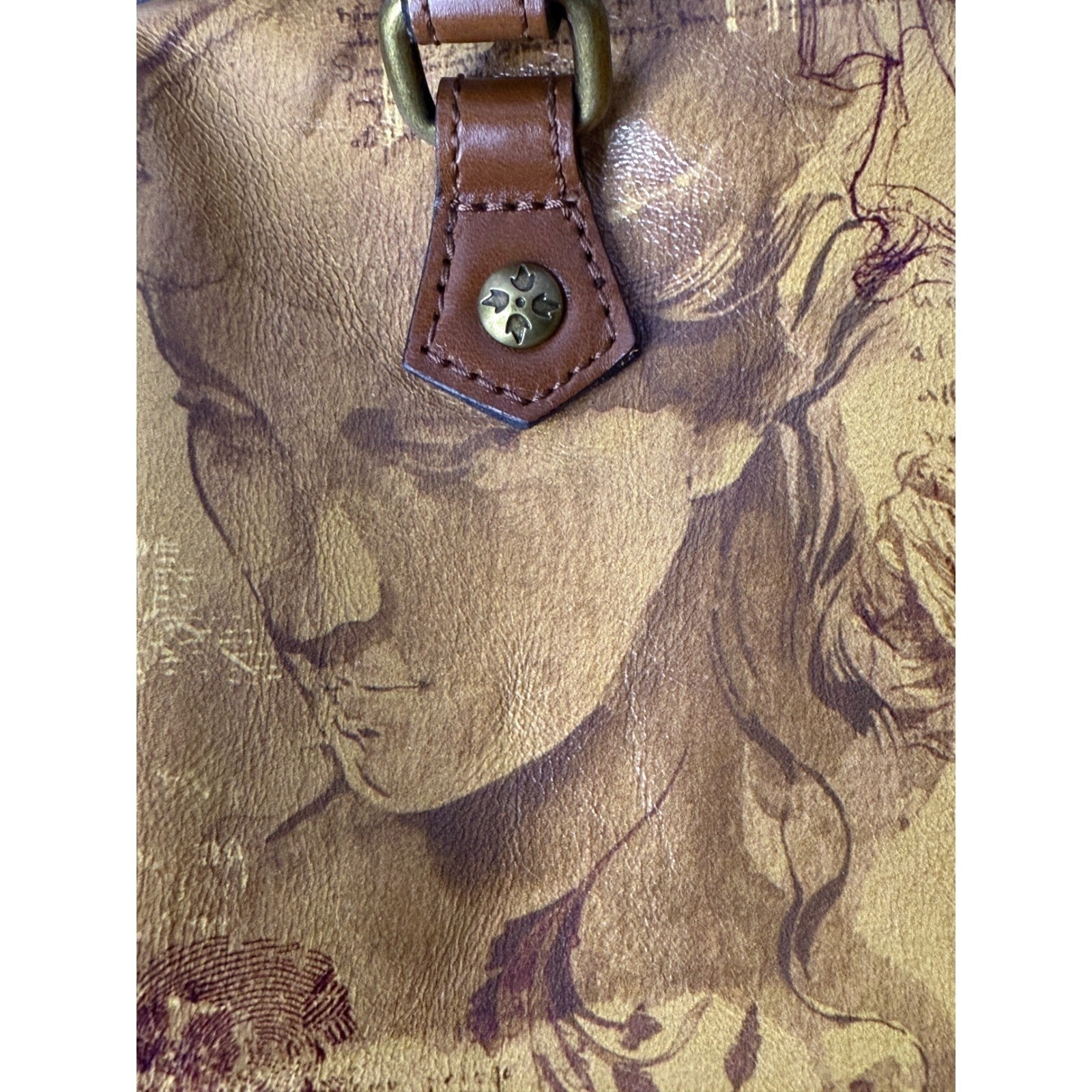 Rare Retired Patricia Nash Leather Satchel Italian Sketchbook Bag Tan Excellent