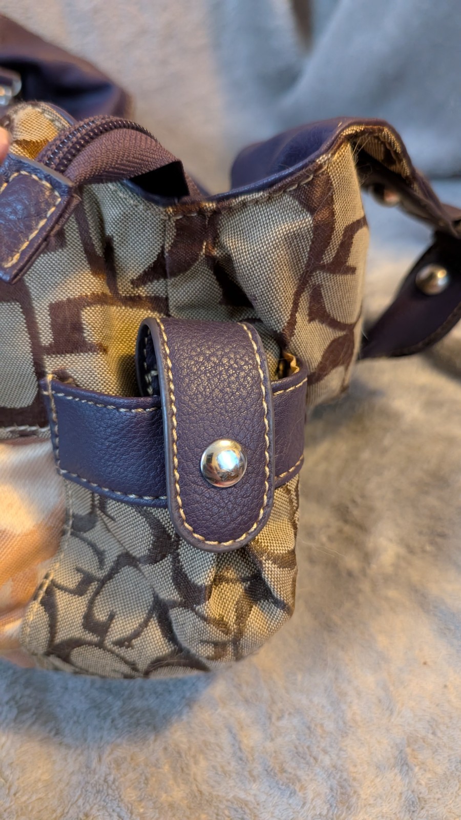 Vtg Y2K Guess Style Patchwork Monogram Big G Buckle Shoulder Satchel Bag Purse
