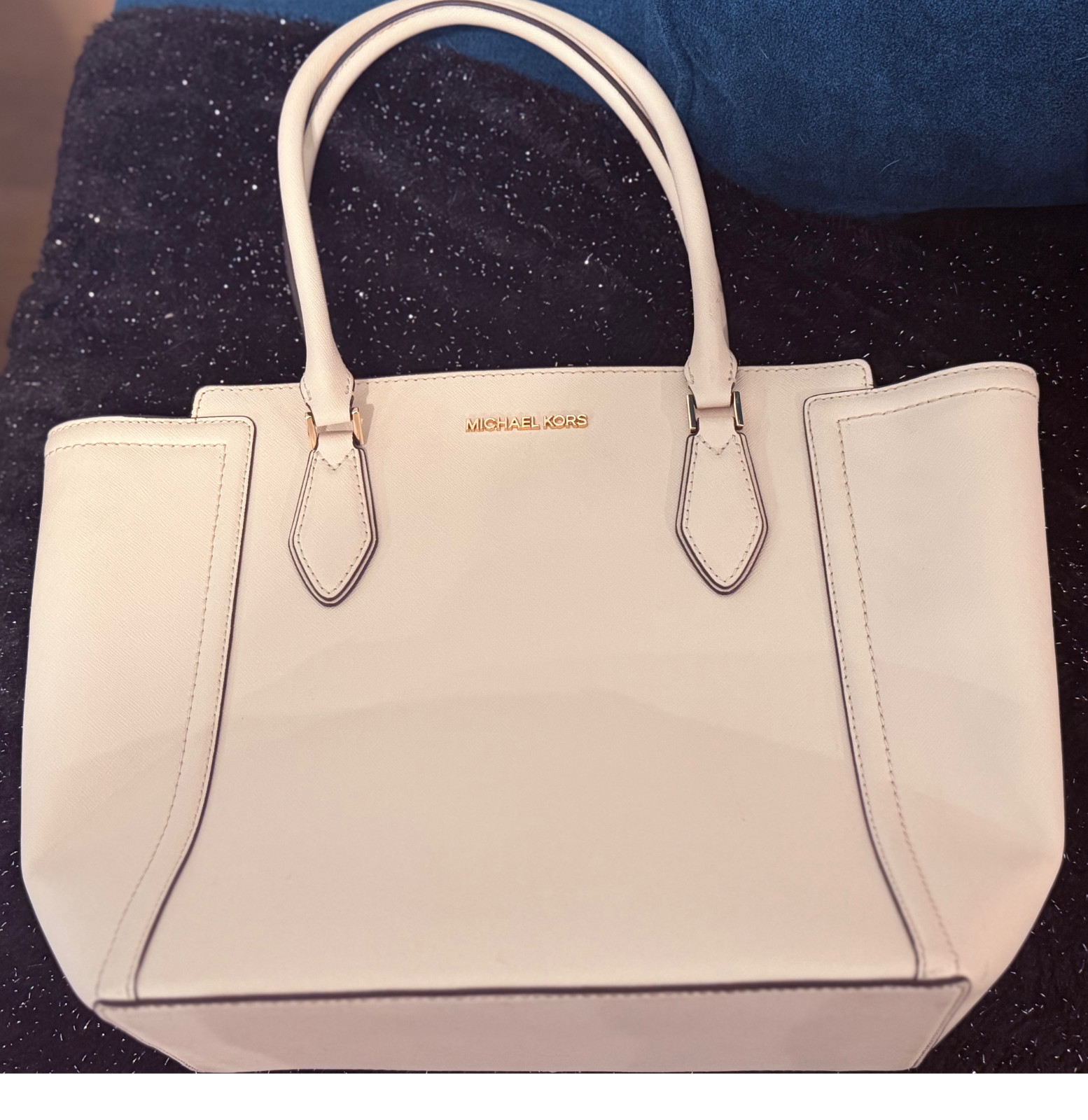MICHAEL MICHAEL KORS SELMA MD TZ SATCHEL BAG LEATHER WHITE