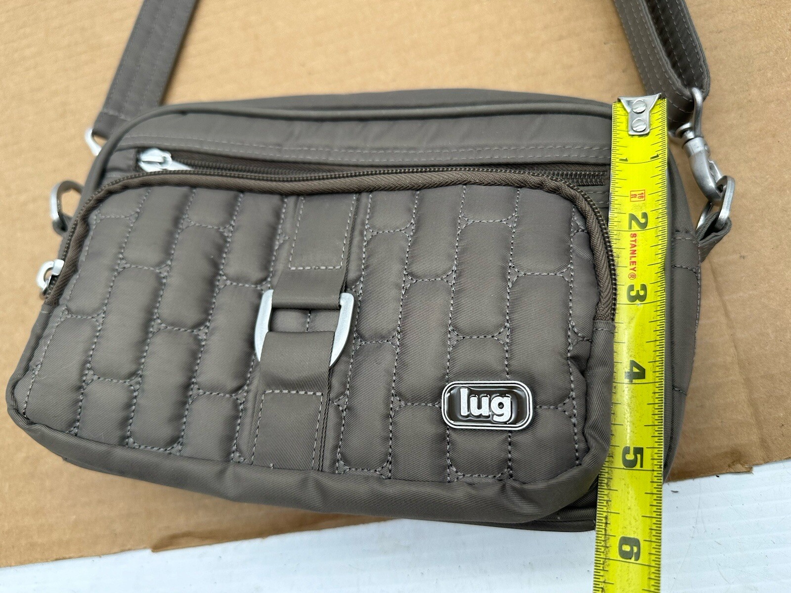 LUG Carousel Brown/Olive Quilted Crossbody Shoulder Multi Pockets Bag EUC