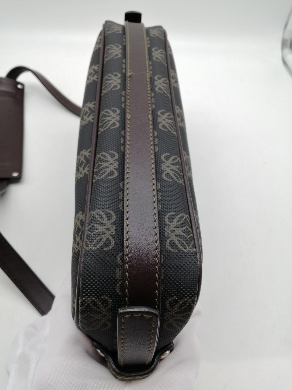 LOEWE Anagram Shoulder Bag Monogram PVC Leather Handbag Brown Vintage Japan
