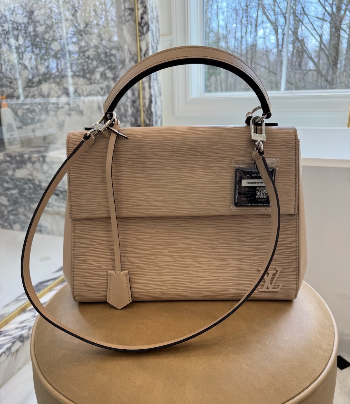 Louis Vuitton Cluny MM Beige Epi Top Handle Bag with Clochette