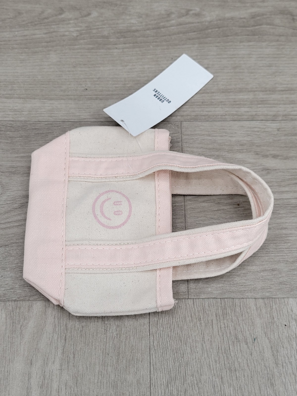 NWT Urban Outfitters BDG Mini Canvas Tote Bag White Pink Trim 6″ Small