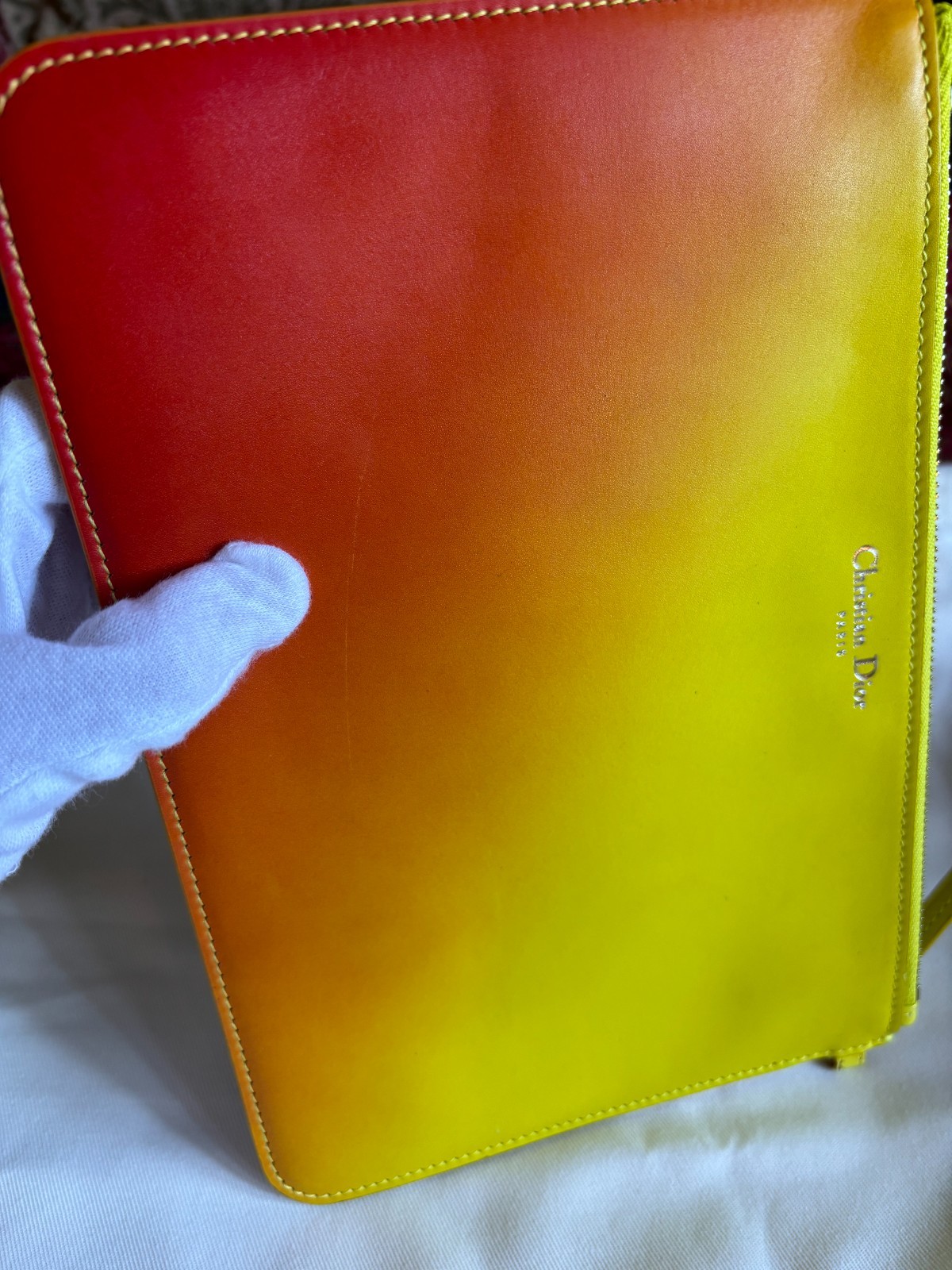 Christian Dior Classic Diorissimo Medium Tote Yellow/Orange Ombre- Pouch, Snaps