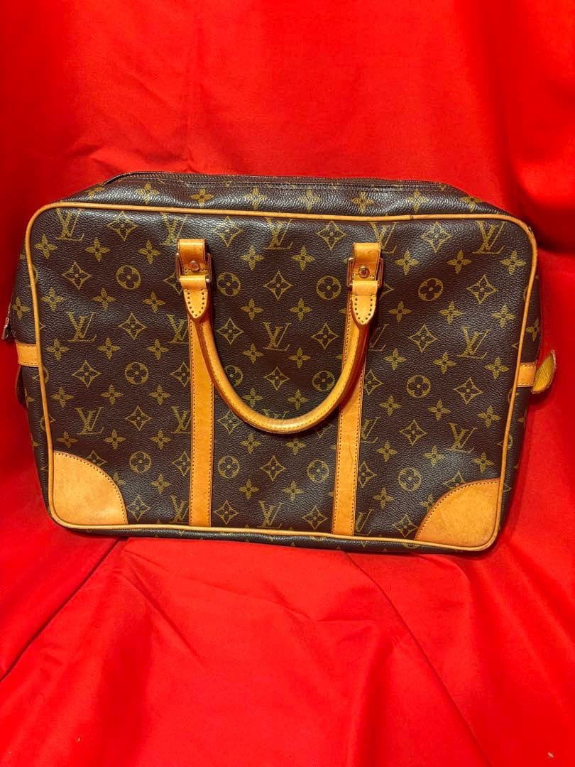 LOUIS VUITTON Vintage Monogram Canvas Business Bag Nume Leather Brown Tote