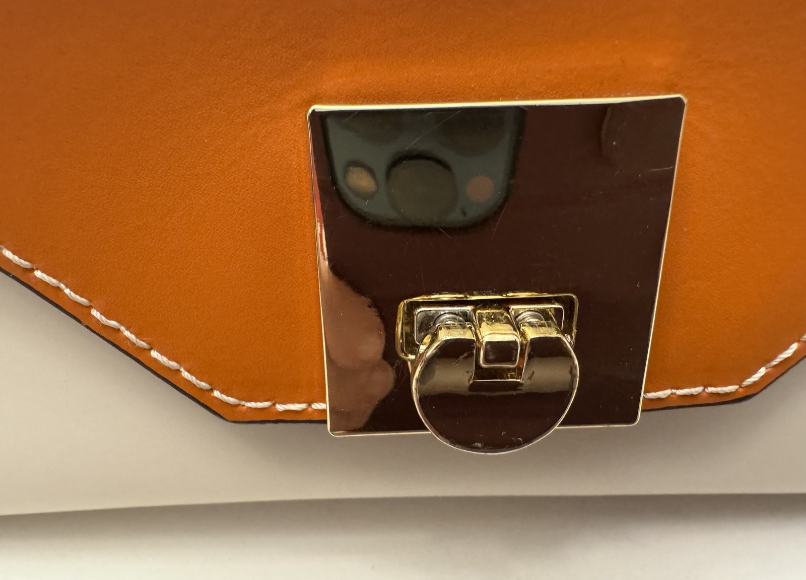 A. Bellucci Genuine Leather Small Satchel Purse Gold Flip Lock Made In Italy