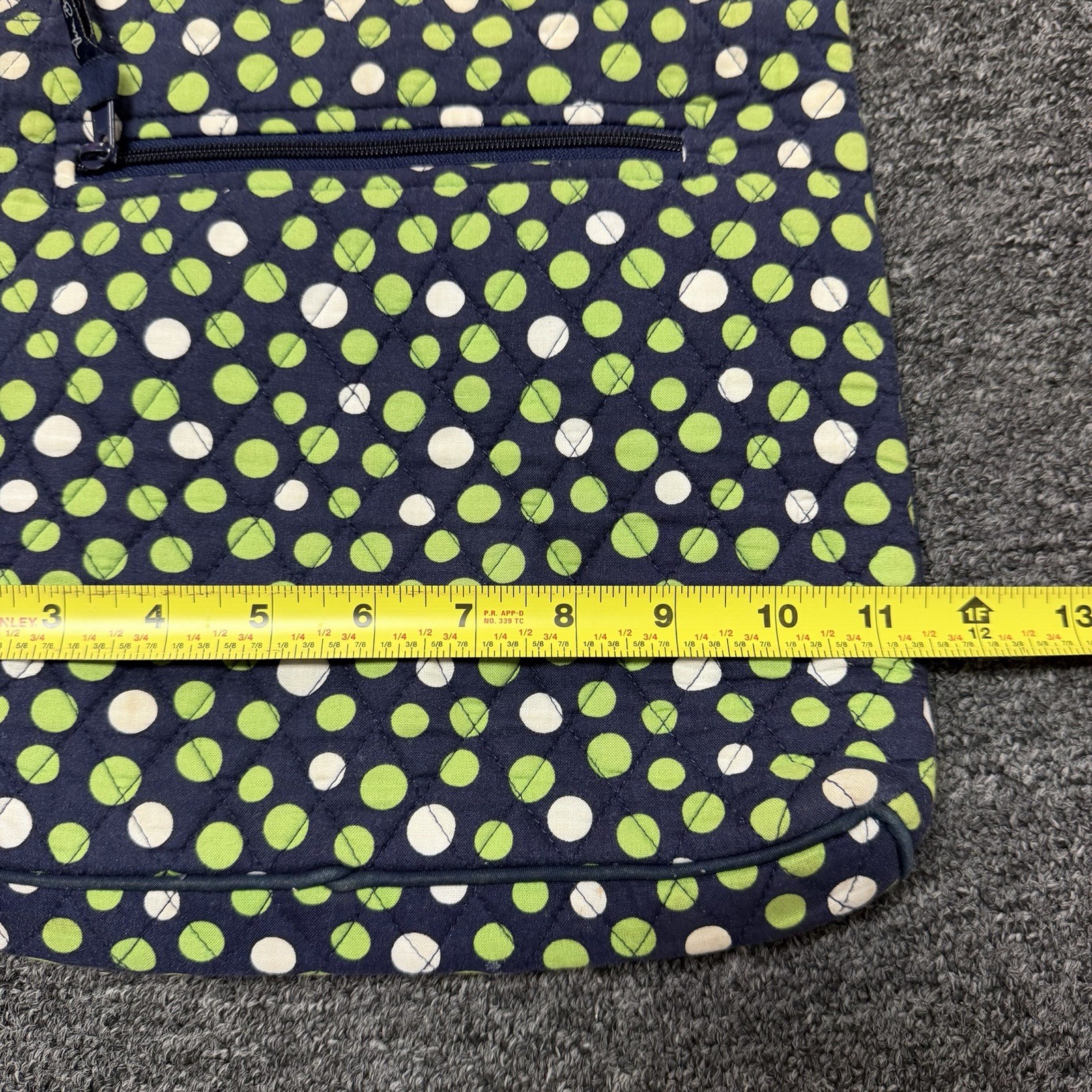 Vera Bradley Lucky Polka Dots Quilted Navy Blue Shoulder Bag Crossbody Purse