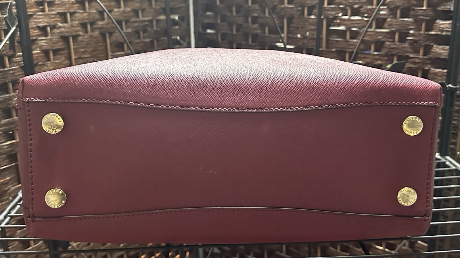 Michael Kors Sofia Large Burgundy Red Saffiano Leather Satchel Shoulder Purse