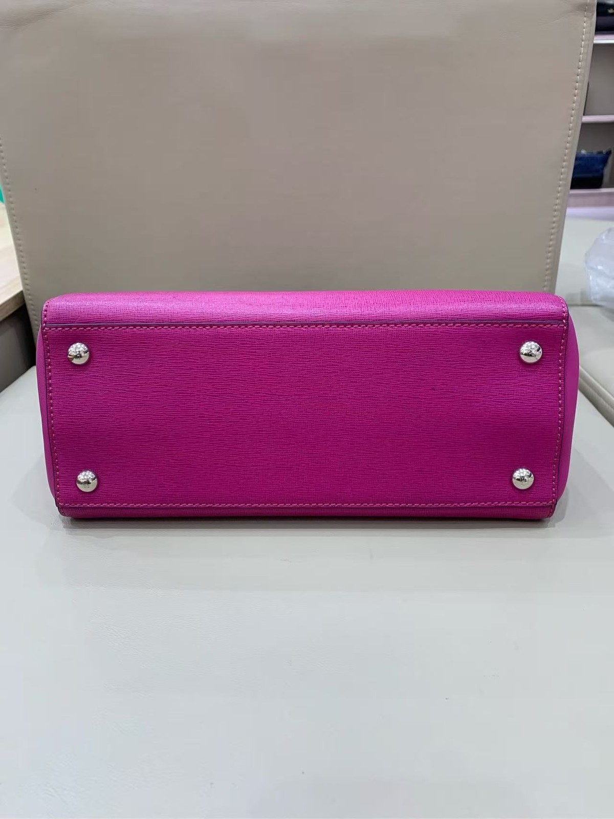 Fendi Fuchsia 2Jours Textured Leather 2Way Shoulder Tote AUTH