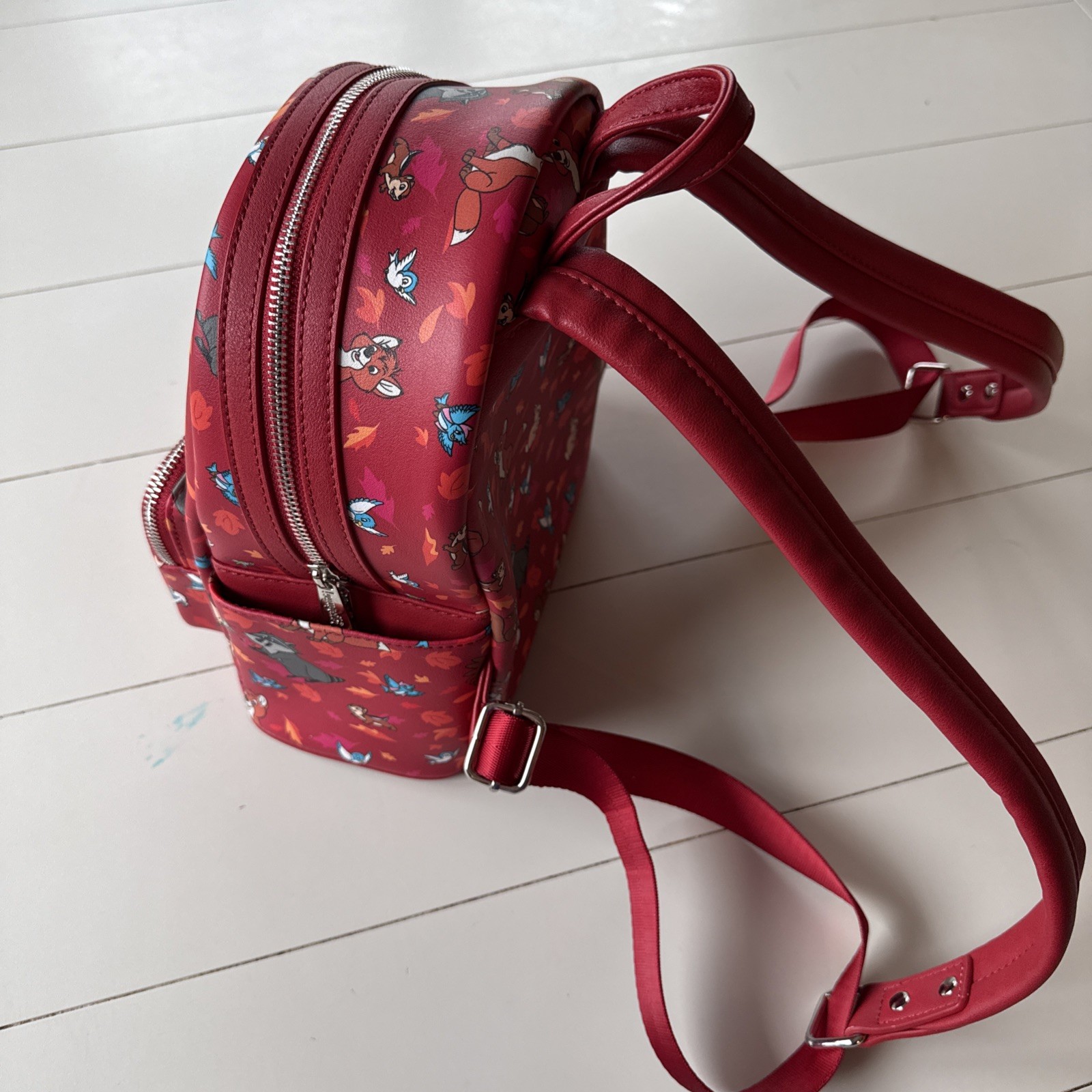 Disney Parks Loungefly Forest Woodland Critters Backpack, Red, See description