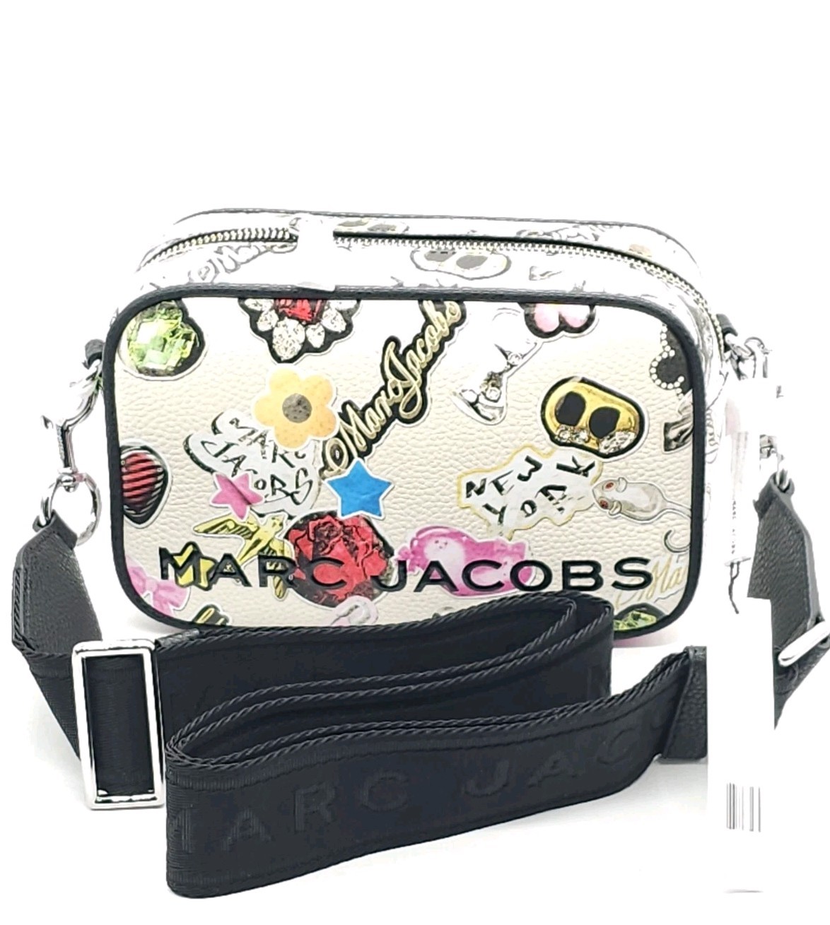 Marc Jacobs Leather Sticker Bold Flash Camera Bag White Limited New MK0275
