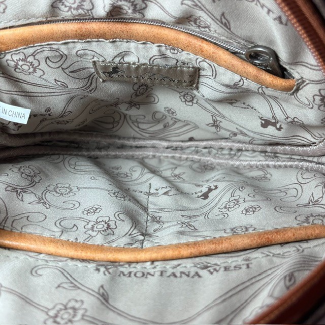 Montana West Womens Brown Round Bag Purse Rivets NO STRAP & MISSING strap holder