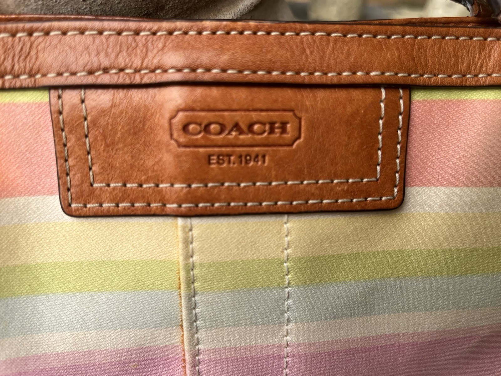 Coach Hampton Pastel Multicolored Strip Tote Y2K Era Vintage Bag