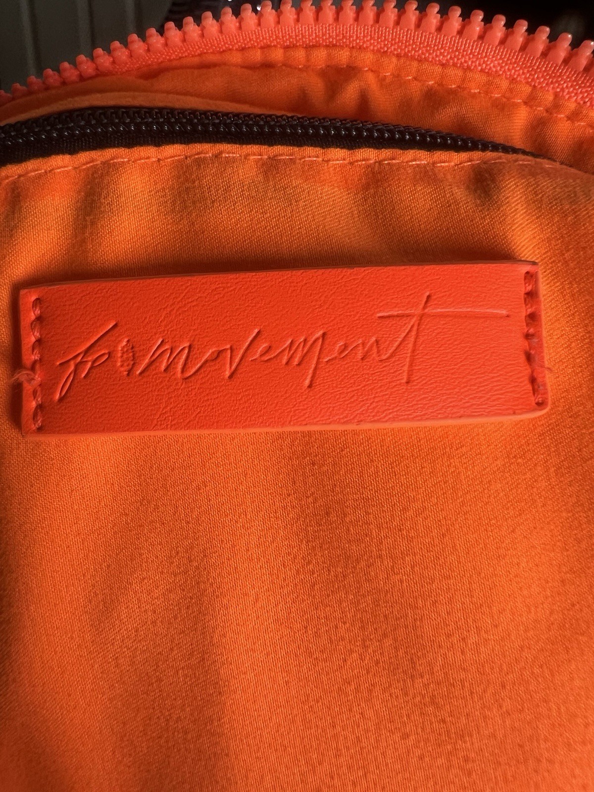 Free People Orange Quilted Handbag Zip Top Handle Lined Pockets Silver HW