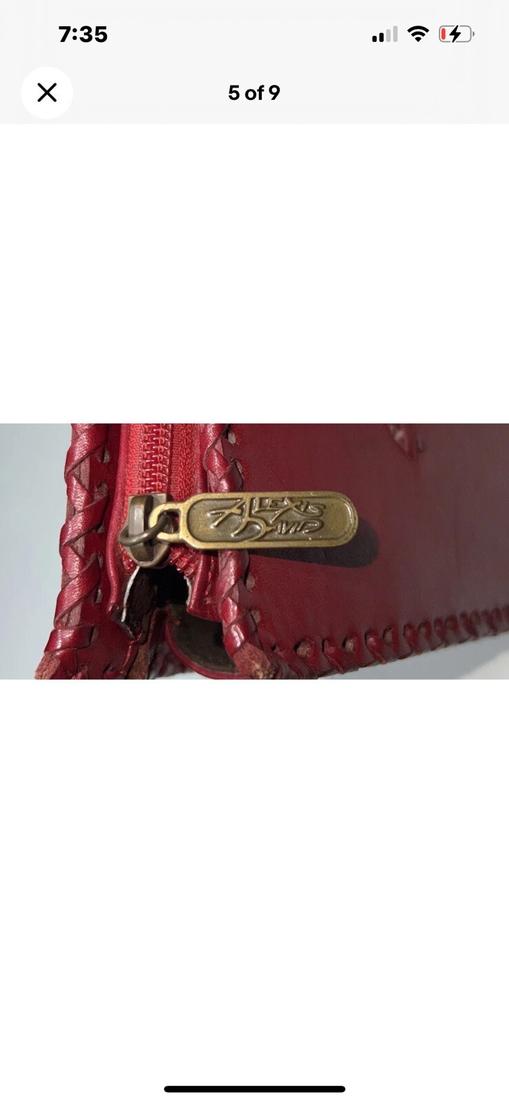 Alexis David Red Tooled Leather Handbag Purse Large Whipstitch Red East West