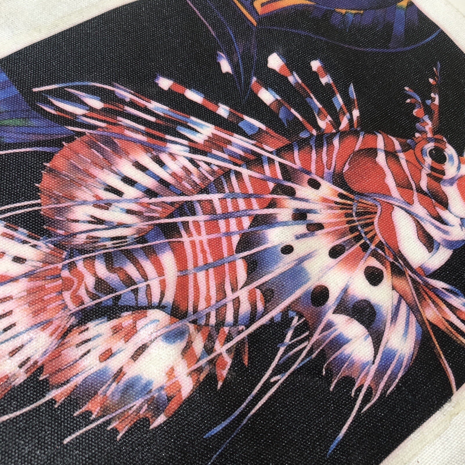 VTG 80s 90s Billboard Concepts Canvas Tote Bag Fish Colorful Purple Handle