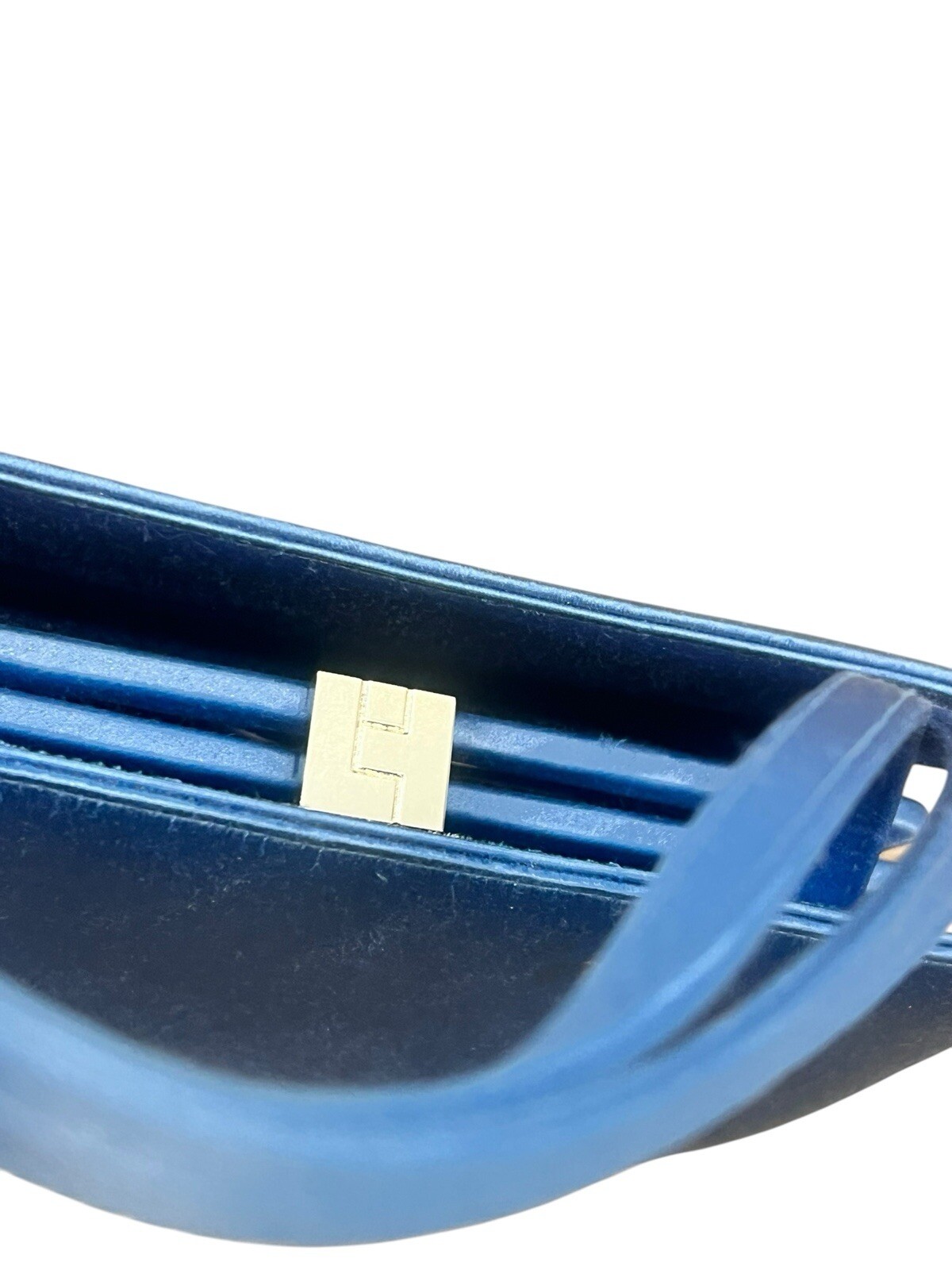LAMBERSTON TRUEX SILK SATIN BLUE SMALL BOX DOUBLE HANDLE EVENING BAG PURSE