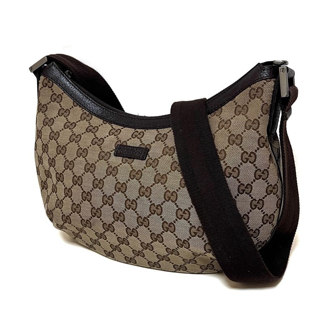 GUCCI Shoulder bag GG canvas Half-moon Authentic From Japan