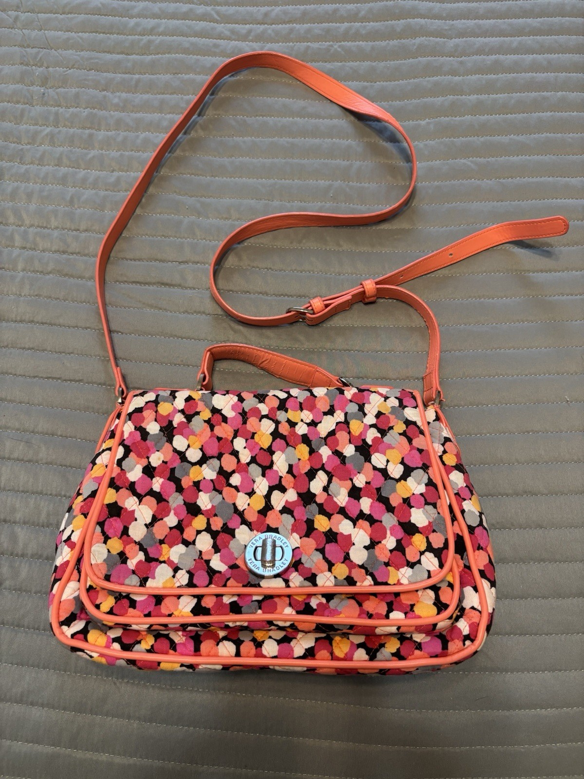 Vera Bradley Pixie Confetti Turnlock Crossbody Purse w/ Convertible Strap Length