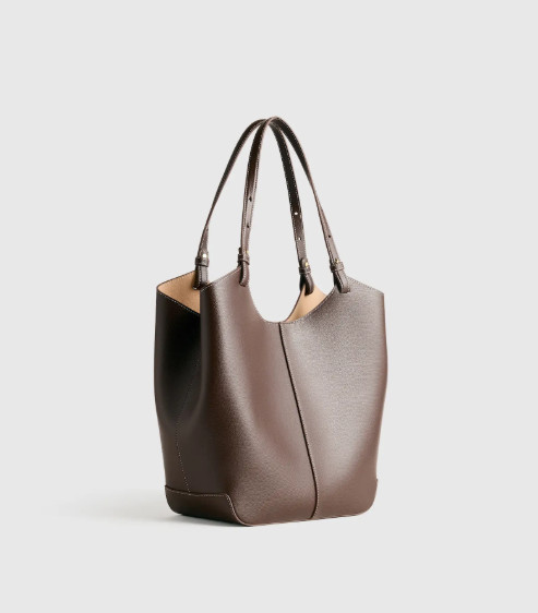 NWT QUINCE ITALIAN LEATHER TRAPEZE TOTE DARK BROWN MSRP $178 BAG HANDBAG PURSE