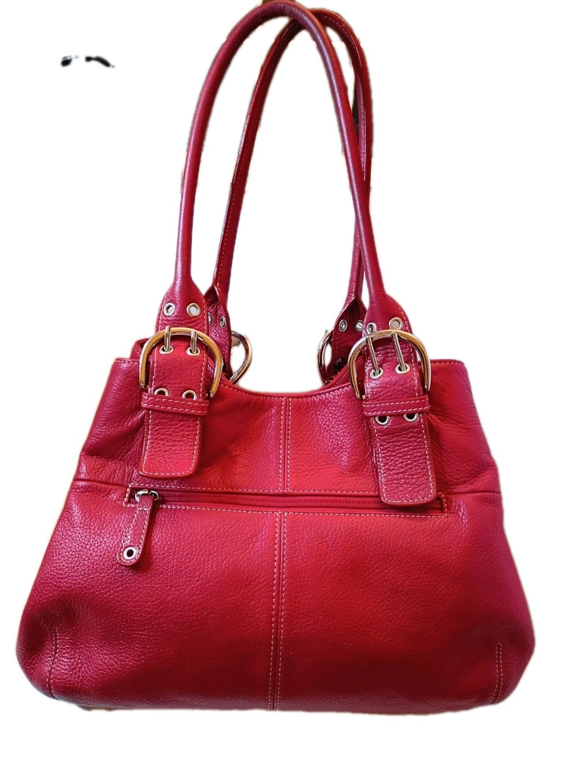 TIGNANELLO Red Leather Shoulder Bag Tote Hobo Satchel Large EUC