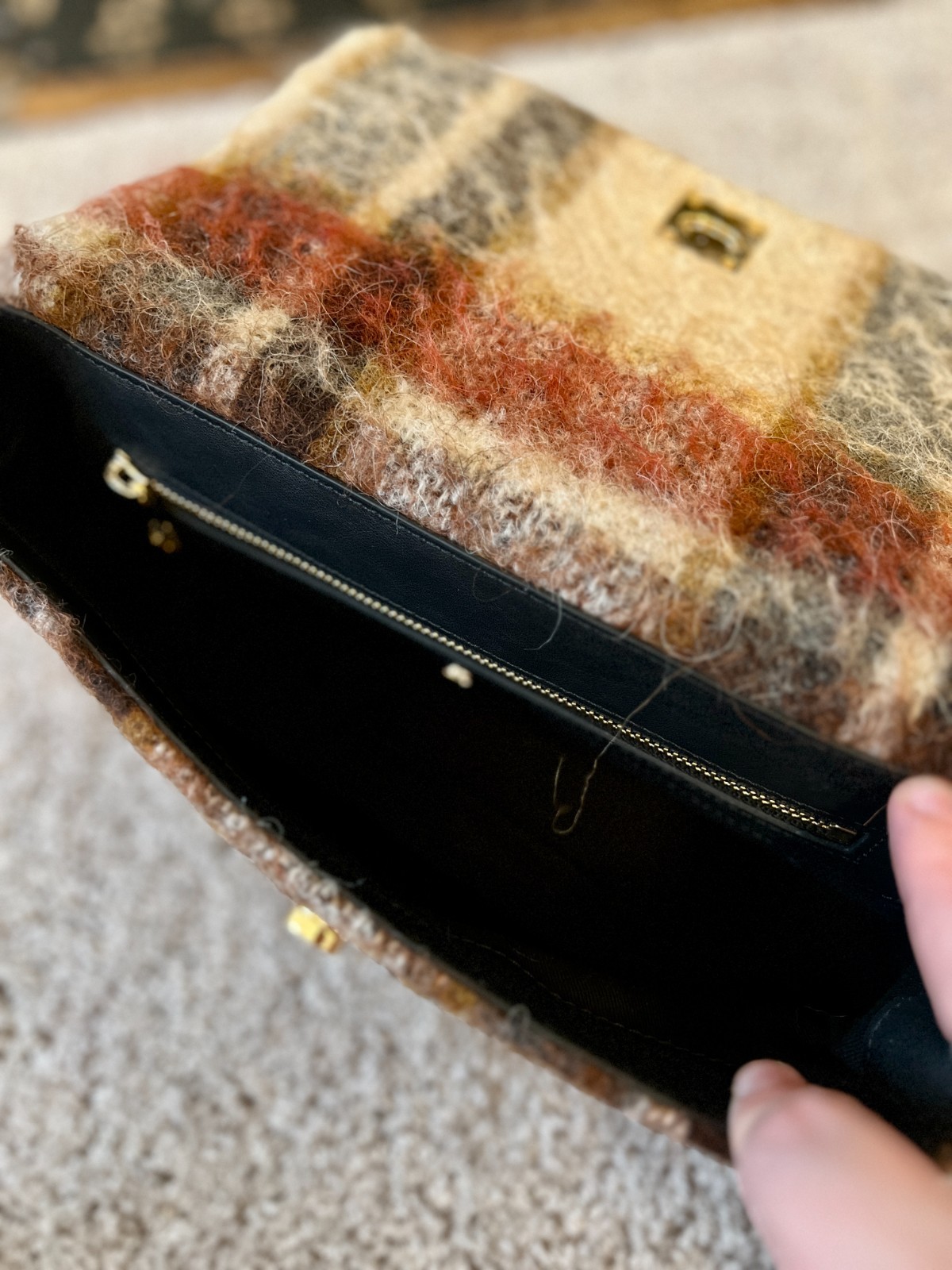 Anine Bing Nico Bag Purse in Oatmeal Plaid, NEW